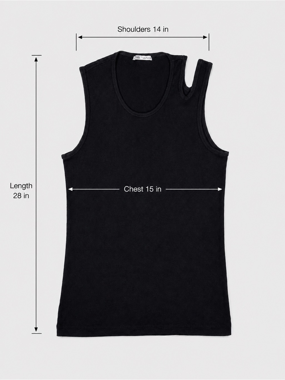 ZARA Black Men's Ribbed Tank Top with Shoulder Cutout Size Medium - Picture 6 of 6